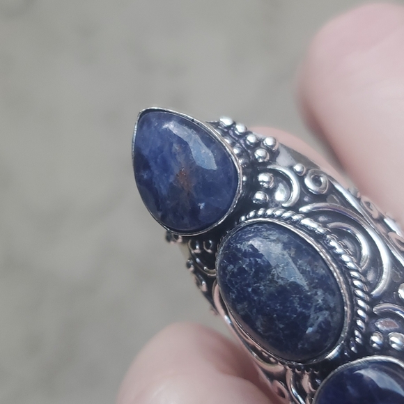 New Oversized Sodalite 925 Silver Statement Ring. - Picture 10 of 16